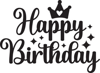 Birthday typography design on plain white transparent isolated background for card, shirt, hoodie, sweatshirt, apparel, tag, mug, icon, poster or badge