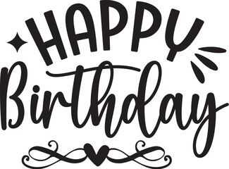 Birthday typography design on plain white transparent isolated background for card, shirt, hoodie, sweatshirt, apparel, tag, mug, icon, poster or badge