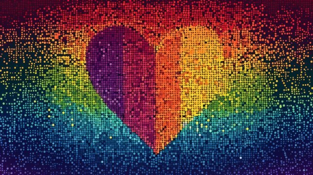 Heart Pattern LGBT Gender Diversity Style Pixel Creative Printing, Screen Printing Illustrations or background images of all kinds. vector work type