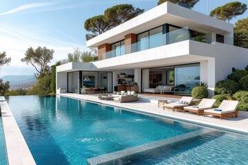 Fototapeta premium Modern luxury mediterranean home with swimming pool