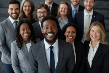 Fototapeta premium A group of business professionals smiling broadly while facing the camera.