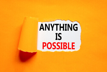 Anything is possible symbol. Concept words Anything is possible on beautiful white paper. Beautiful...
