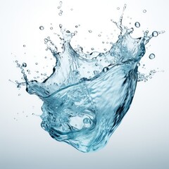 Beautiful water splashing and flowing, white background.