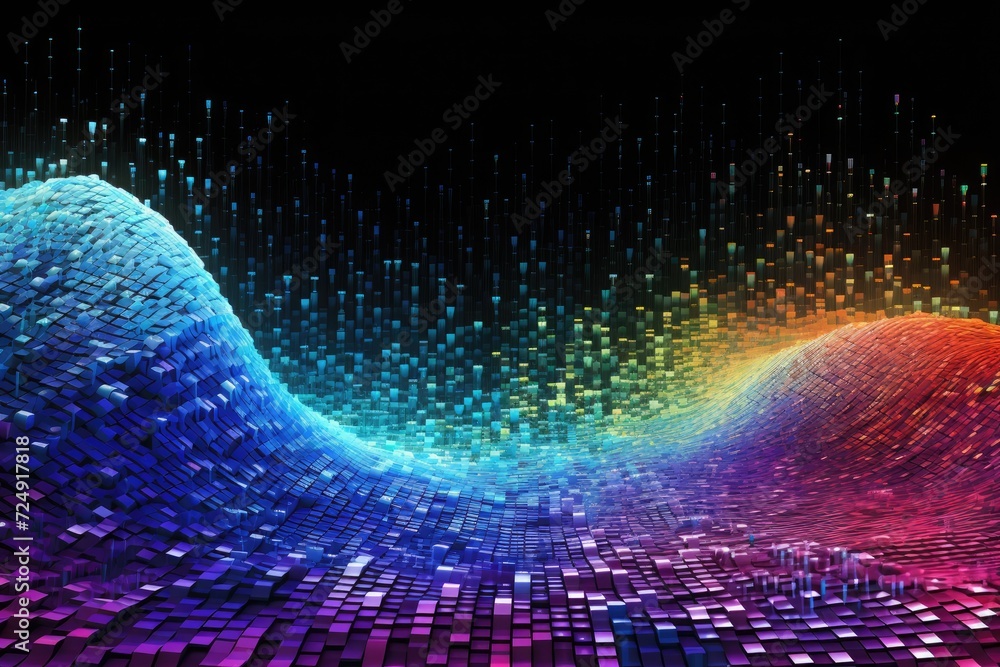 Aufkleber an eye-catching abstract background featuring a vibrant array of squares and lines, polychromatic wa