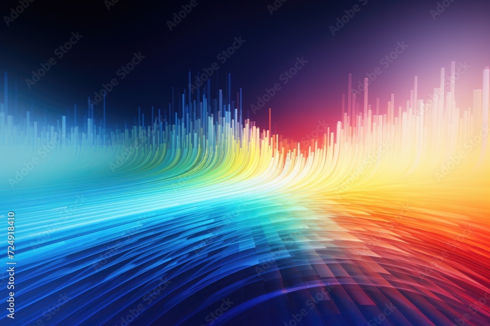 Poster an image featuring a striking display of various colored lines set against a vibrant and bright back