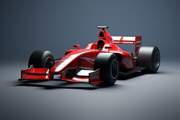 Witness the speed and power of a red race car as it dominates the neutral gray background, Red formula car, AI Generated