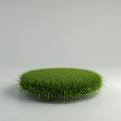 Simple and clean 3d green grass podium platform on blank empty background, grass circle, copy space.