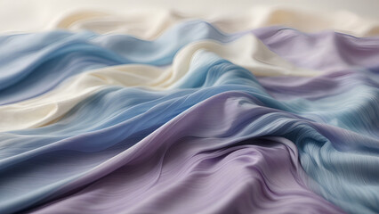 Closeup of Silk Harmony in Shades of Pink and Blue, a Luxurious Tapestry Unveiled - obrazy, fototapety, plakaty