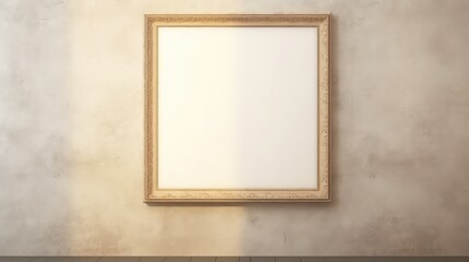 blank picture frame on grunge wall background,