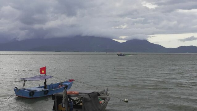 fishing boats on the sea