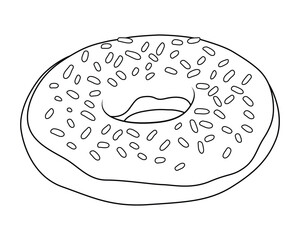 Sprinkles Donuts Cartoon Vector Illustration BW