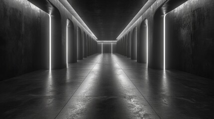 A stark underground world, illuminated by bright white lights, reveals the hidden symmetry of a...