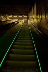 moving escalator in the night