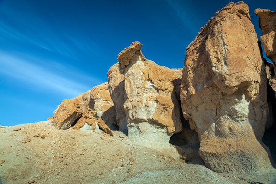 A rock formation in the desert near Riyadh,Saudi Arabia.