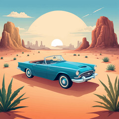 Fototapeta na wymiar tropical summer time vacation car vector illustration with summer background