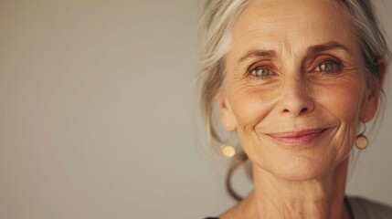 Aging gracefully: wrinkles and joy in a studio portrait.