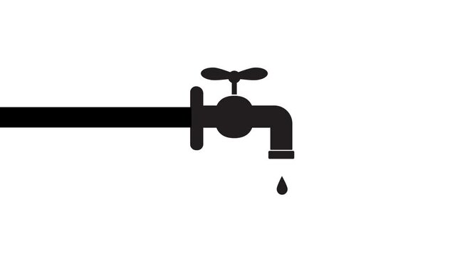 Leaking faucet icon. Loop animation. (chroma key, green back)
