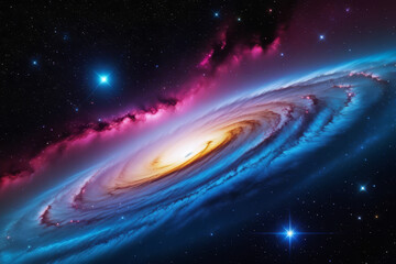 colorful galaxy clouds nebula background wallpaper, space-and-cosmos-or-astronomy-concept.  AI generated