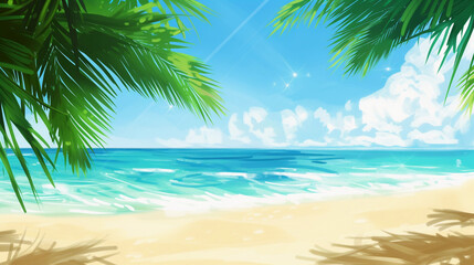 Fototapeta na wymiar palm tree on the beach. .illustration of a summer background