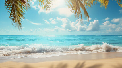 Fototapeta na wymiar beach with palm trees. illustration of a summer background