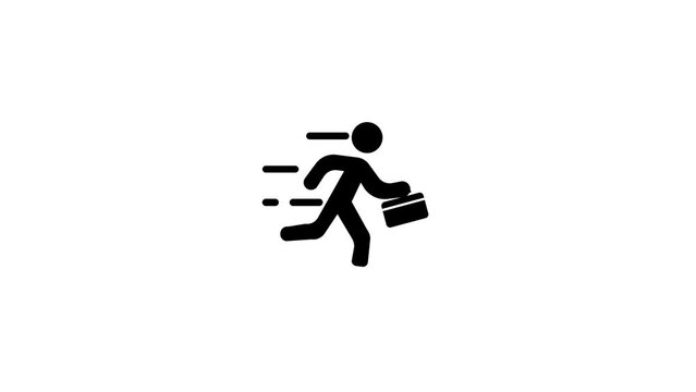Pictogram businessman walking with briefcase.
