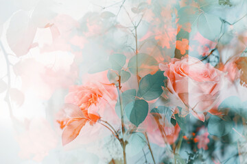 greeting card template features free copy space and a floral roses flowers double exposure effect