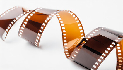 Fototapeta na wymiar curve 35 mm filmstrip, isolated white background