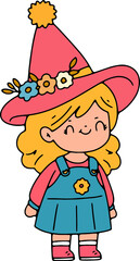 Spring, cute, children and flowers easter bunny hand painted illustration