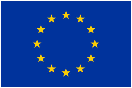 Official standardized flag of the EU in original colors and proportion correctly. Vector illustration, pictogram, icon