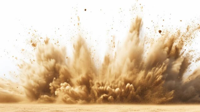 sand blast on white background. video 4k