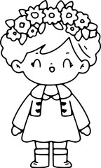 Spring, cute, children and flowers easter bunny hand painted illustration