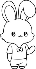 Spring, cute, children and flowers easter bunny hand painted illustration