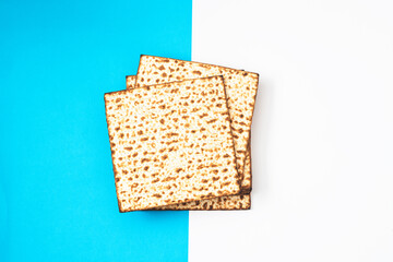 Traditional Jewish kosher matzo for passover. Pesah celebration concept (jewish Passover holiday)