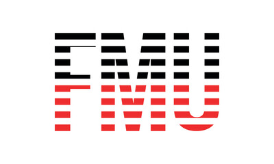 FMU three initial letter iconic line negative space minimal logo design vector template. monogram, abstract, wordmark, business, typography, minimalist, brand, company, flat, modern, unique, simple