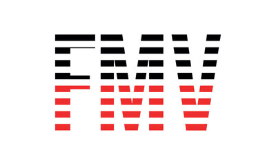 FMV three initial letter iconic line negative space minimal logo design vector template. monogram, abstract, wordmark, business, typography, minimalist, brand, company, flat, modern, unique, simple