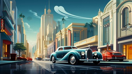 Urban Elegance: Classic Cars and Modern Cityscapes