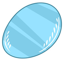 Cartoon bathroom interior, oval mirror on white background.  cartoon illustration in flat design