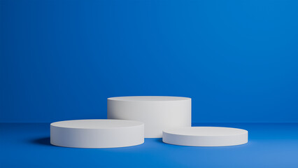 ylinder podium blue background for mockup product display
