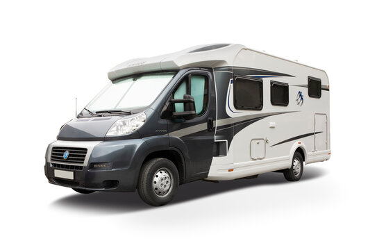 Fiat Ducato Knaus motorhome isolated on white background	