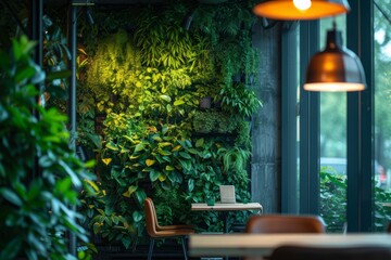Eco-Friendly Indoor Bar Terrace with Lush Greenery