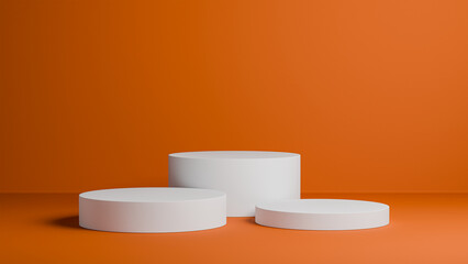 cylinder podium orange background for mockup product display