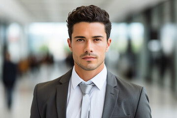 Fototapeta premium Generative AI image of successful busy professional middle aged businessman working in office