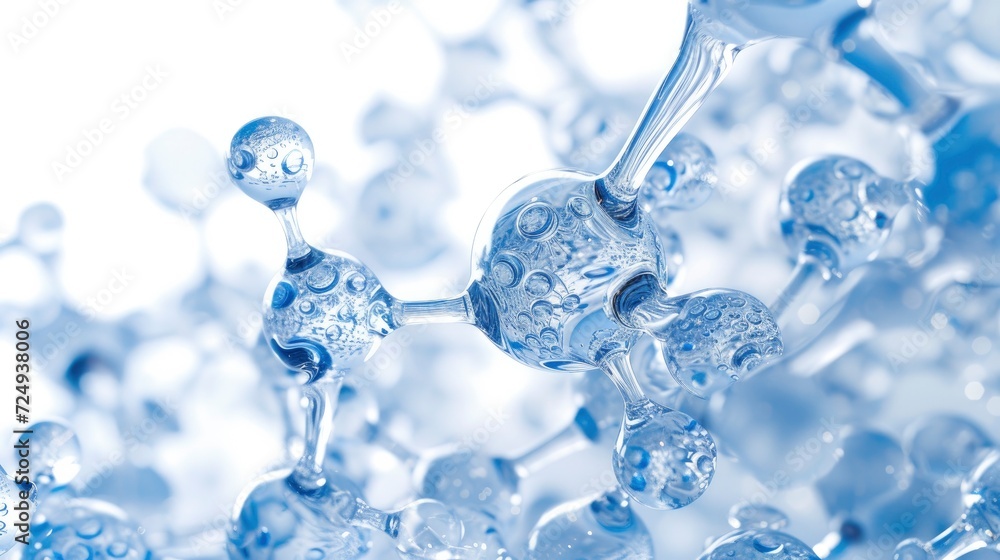 Poster three-dimensional render of floating molecules