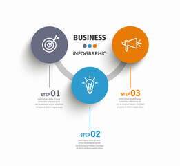 Modern business infographic template with 3 options or steps	