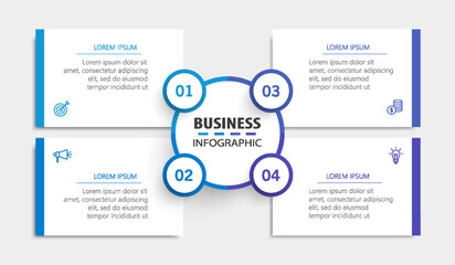 Business infographic design template with 4 options, steps or processes. Can be used for workflow layout, diagram, annual report, web design	