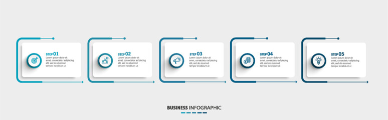 Fototapeta premium Business infographic template with 5 options or steps. Can be used for workflow layout, diagram, annual report, web design 