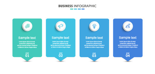 Business infographic design template with 4 options, steps or processes. Can be used for workflow layout, diagram, annual report, web design	