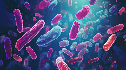 Microscopic  bacteria.  Escherichia coli bacteria cells , illustration.
