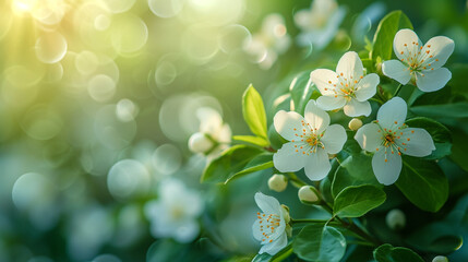 Beautiful spring cherry tree with flowers and bokeh