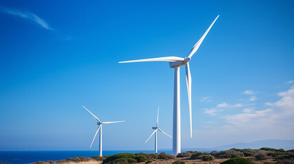 Fototapeta premium Wind turbines wind power plant, alternative energy and sustainability concept.